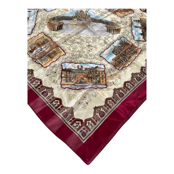 Vintage Rome Italy Souvenir Scarf 38” Square – Landmarks Print Colosseo Vatican - Picture 3 of 11
